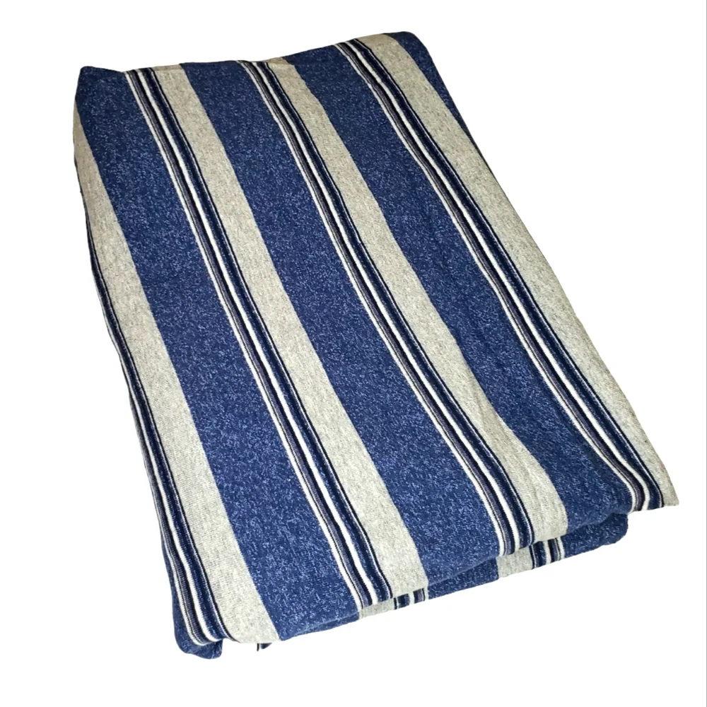 Stripes Cotton Fabric Scrap For Sewing Projects Blue Gray